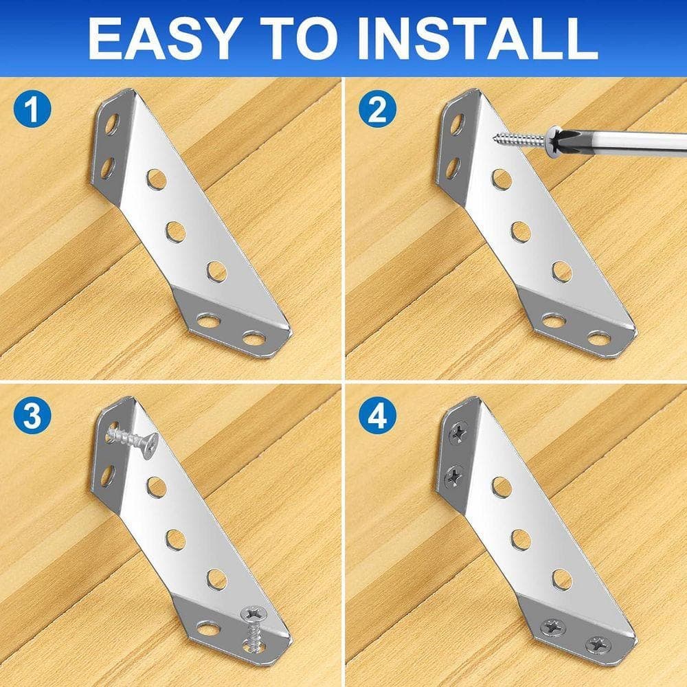 KIWDZFU 25PCS Stainless Steel Corner Brackets 1. 8x1. 8 Inch for Wood Metal Furniture Reinforcement with 150 Screws (2)