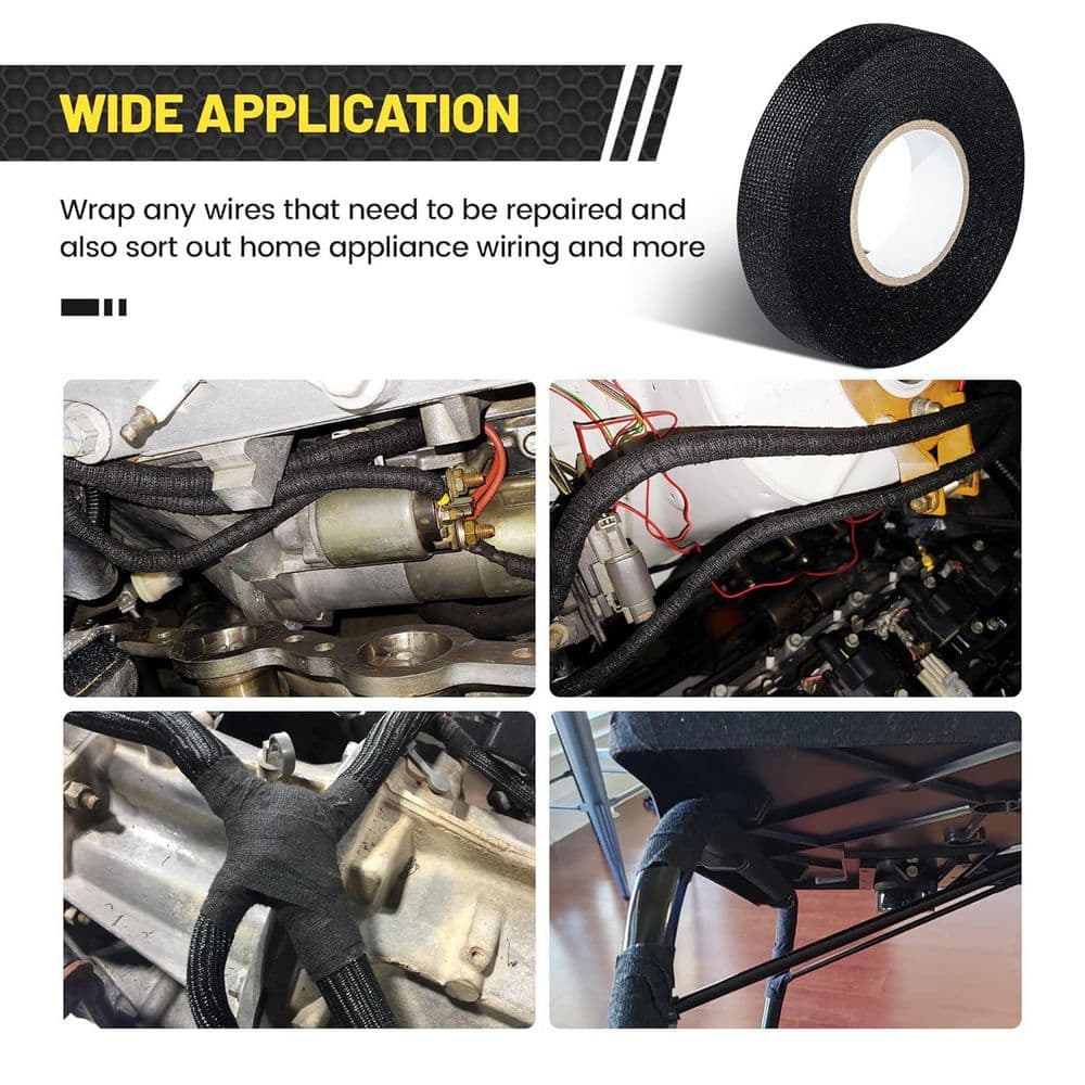 Yichuhaoxi ¾ in. x 50 ft. Electrical Tape Wire Harness Cloth Tape Black 8-Pack (2)