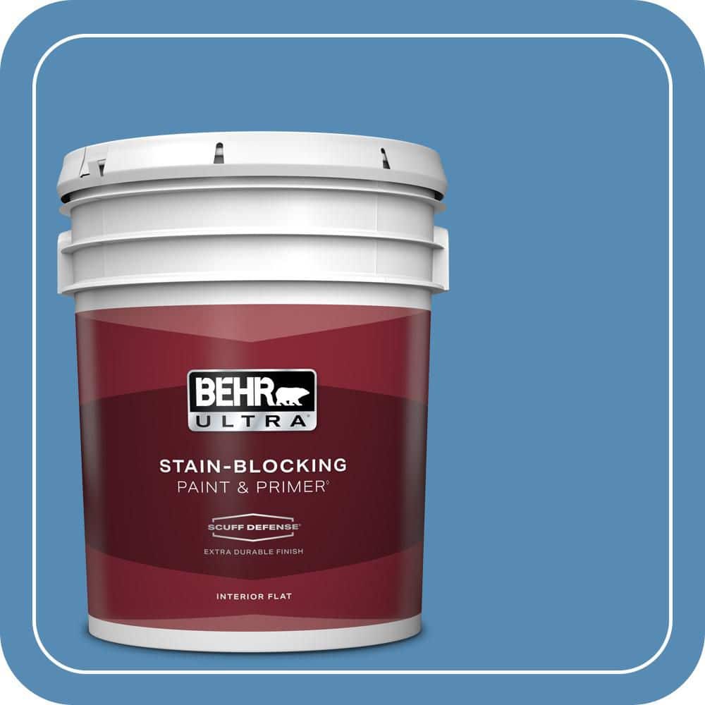 BEHR ULTRA 5 gal. #M520-5 Alpha Blue Extra Durable Flat Interior Paint & Primer