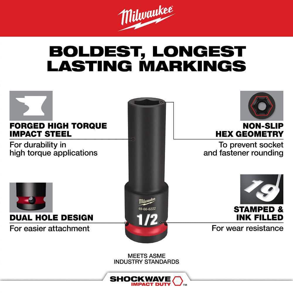 Milwaukee SHOCKWAVE . Drive Point Impact Socket Set (4)