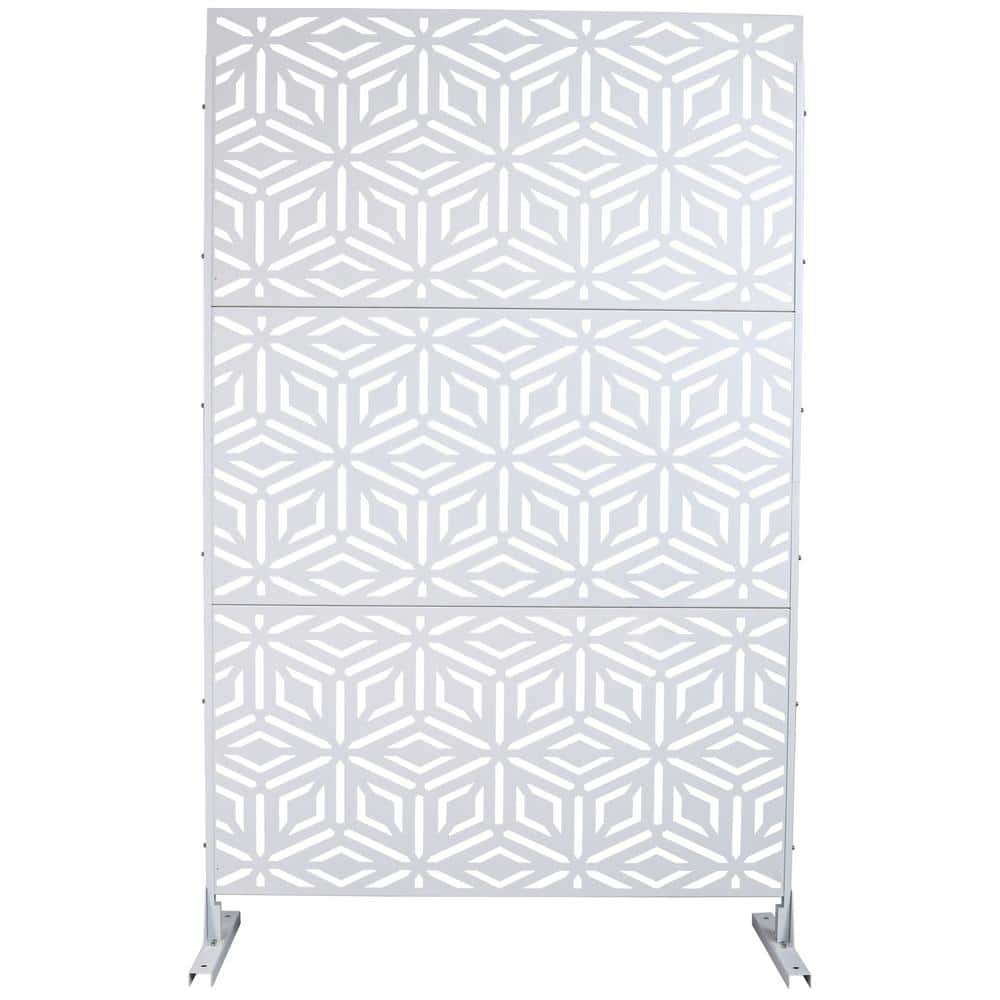 Unbranded Outdoor and Indoor Freestanding Decorative Privacy Screen Metal Privacy Screen, Fence Panels in White