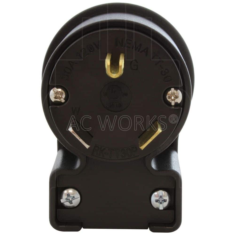 AC WORKS 30 Amp 3-Prong RV Travel Trailer NEMA TT-30P Elbow-Style Assembly Replacement Plug (3)