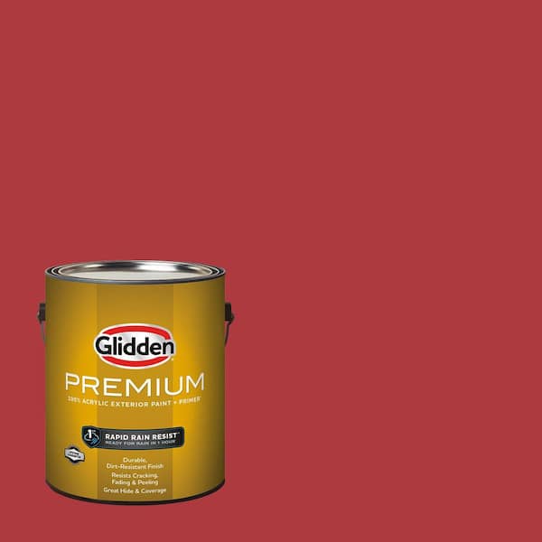 Glidden Premium 1 gal. PPG1187-7 Red Gumball Flat Exterior Latex Paint (2)