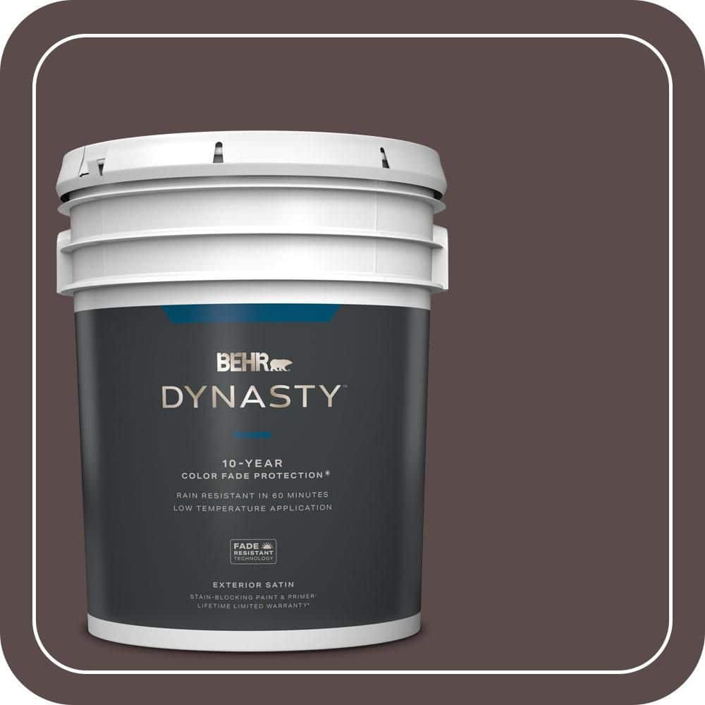 BEHR DYNASTY 5 gal. #MQ1-43 Piano Brown Satin Enamel Exterior Stain-Blocking Paint & Primer
