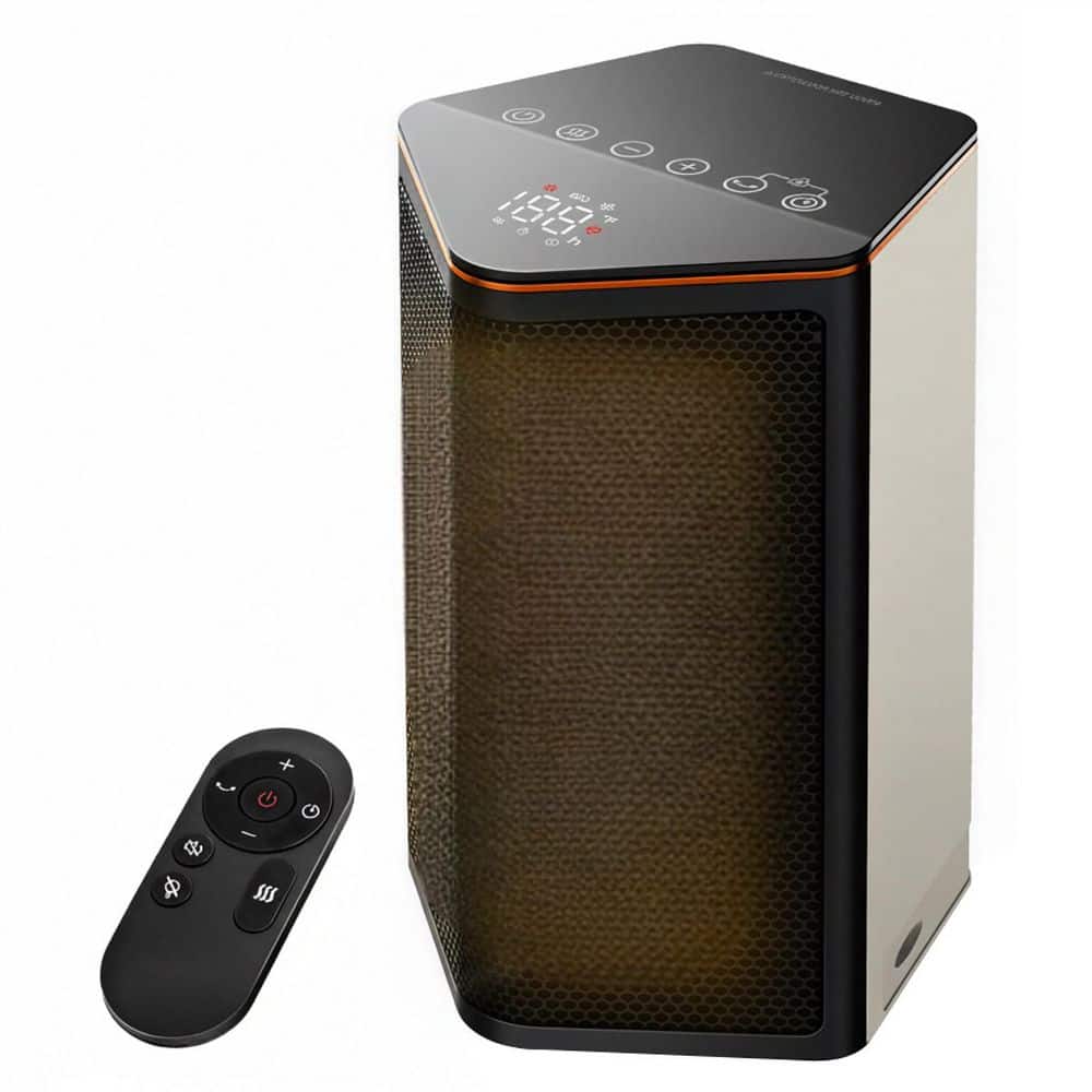 Unbranded 1500W Black Indoor Electric Ceramic Oscillating Space Heater with Thermostat, 5 Modes, Timer, for Bedroom Office