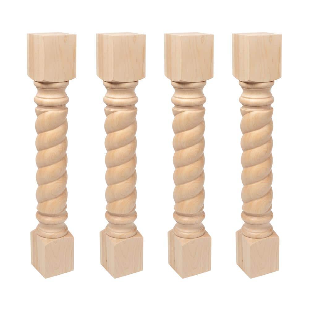 American Pro Decor 35.25 in. x 5 in. Unfinished Solid North American Hard Maple Rope Kitchen Island Leg (4-Pack) (1)
