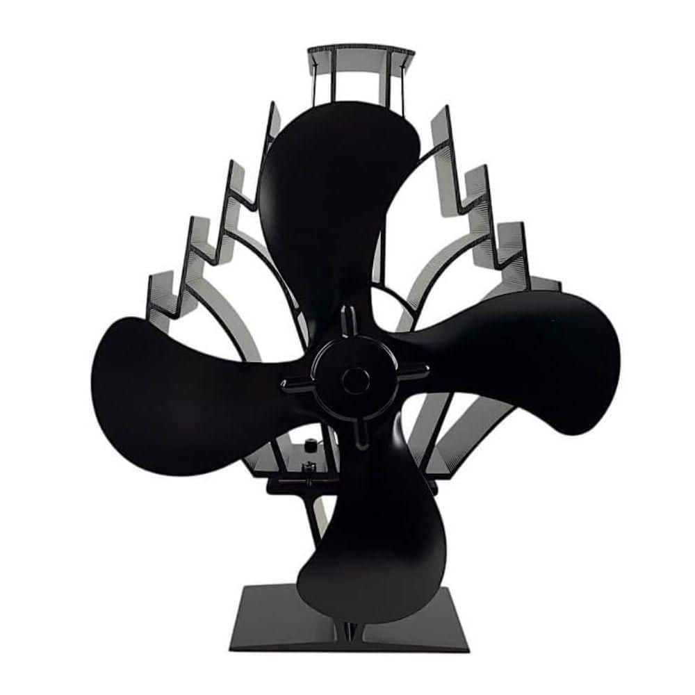 PELLETHEAD Heat Powered Stove Fan for Wood & Pellet Stoves, 14 in. 4-Blade Thermal Fan with 348 CFM Airflow, Fits Log Burners-Black