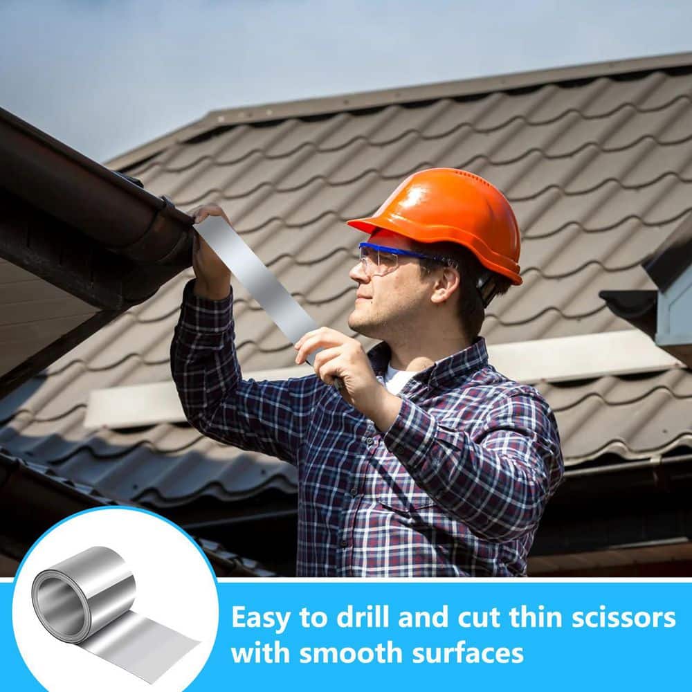NVNOO 6 in. x 50 ft. Metal Roof Panels, 32 Gauge Aluminum Sheet Roll Flashing for Roofing Panels (3)