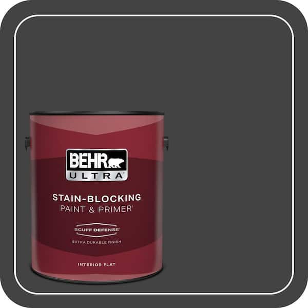 BEHR ULTRA 1 gal. #S-H-790 Black Suede Extra Durable Flat Interior Paint & Primer (2)