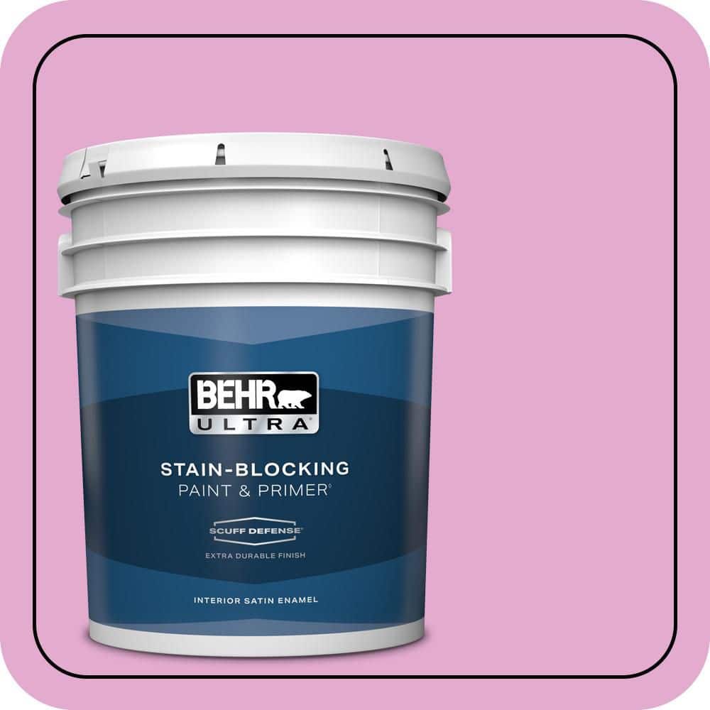 BEHR ULTRA 5 gal. #680A-3 Pink Bliss Extra Durable Satin Enamel Interior Paint & Primer