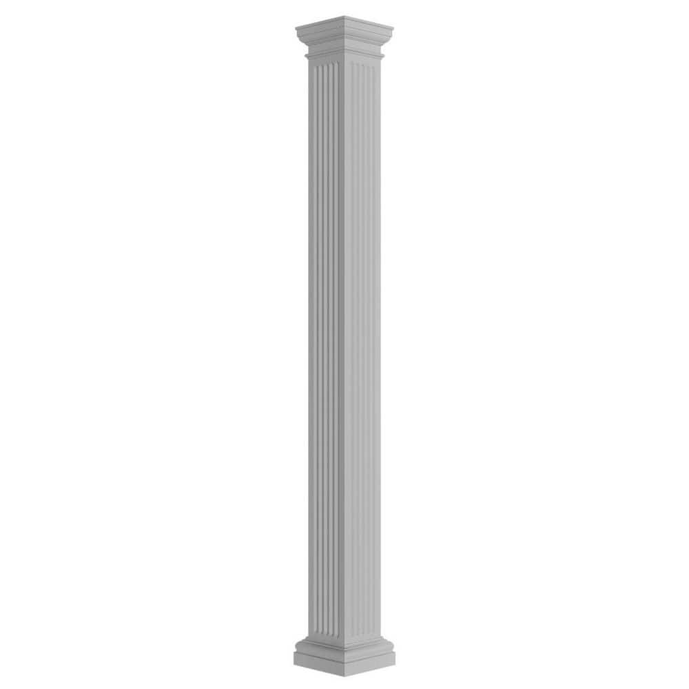 Ekena Millwork 8 in. W x 8 ft. H Endura-Stone Fluted Column, Square Non-Tapered (FRP)-Tuscan Cap and Base, Plan Type E-Unsplit (1)