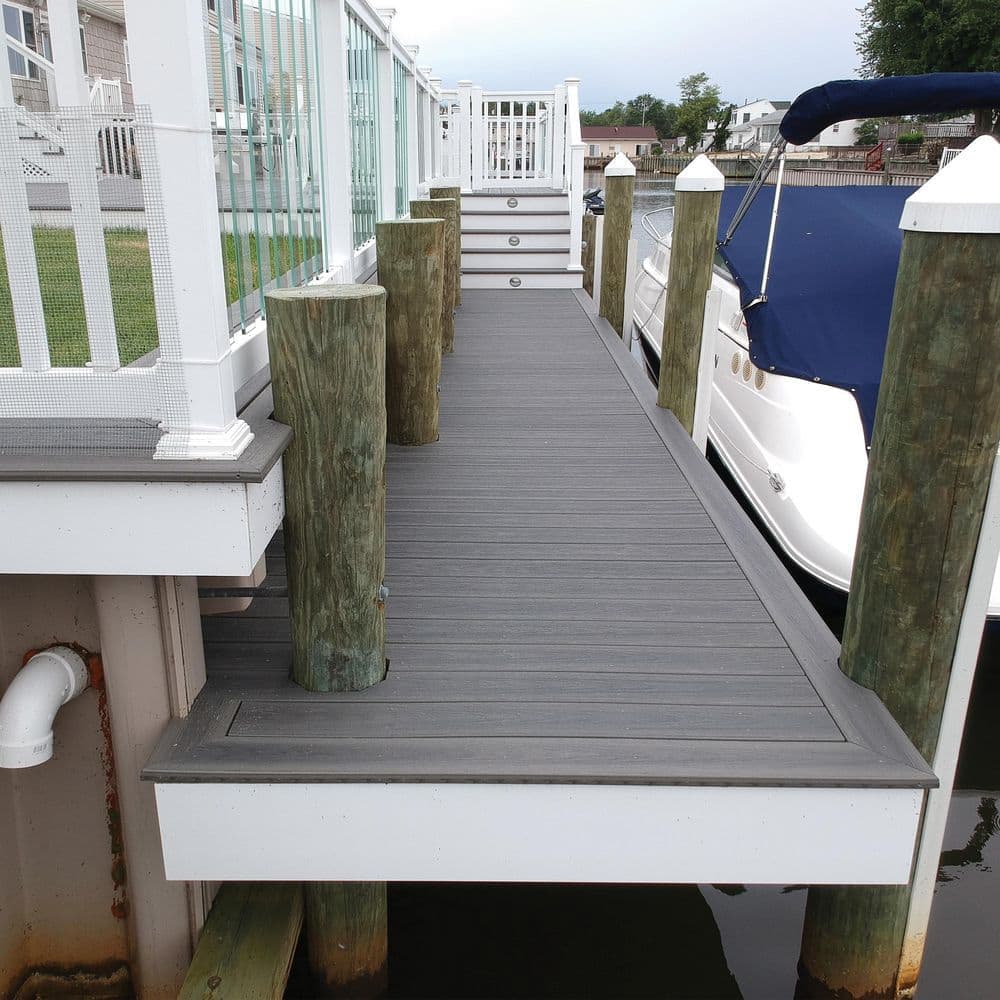 DuxxBak Optima 1 in. x 5.25 in. x 3 in. Boardwalk Gray Composite Deck Board Sample (3)