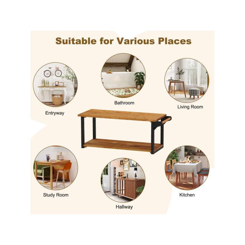 Boyel Living 40.5 in. W x 16 in. H x 12.5 in. D 2-Tier Teak Wood Wall Mounted Over The Toilet Storage with Towel Rack (3)
