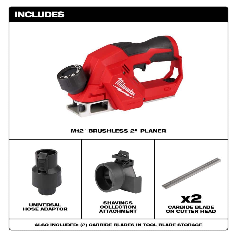 Milwaukee M12 12V Lithium-Ion Brushless Cordless 2 in. Planer with M12 2-Tool Combo Kit (2)