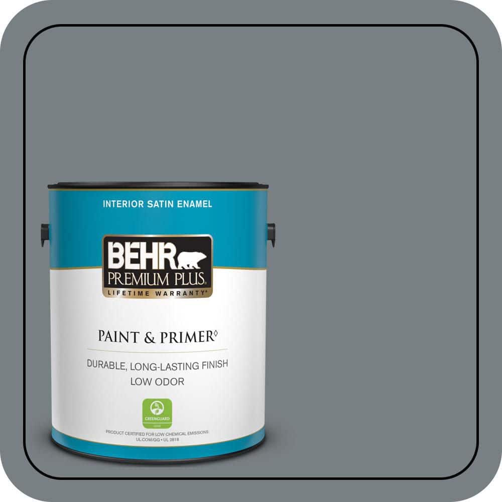 BEHR PREMIUM PLUS 1 gal. #N450-5 Intergalactic Satin Enamel Low Odor Interior Paint & Primer