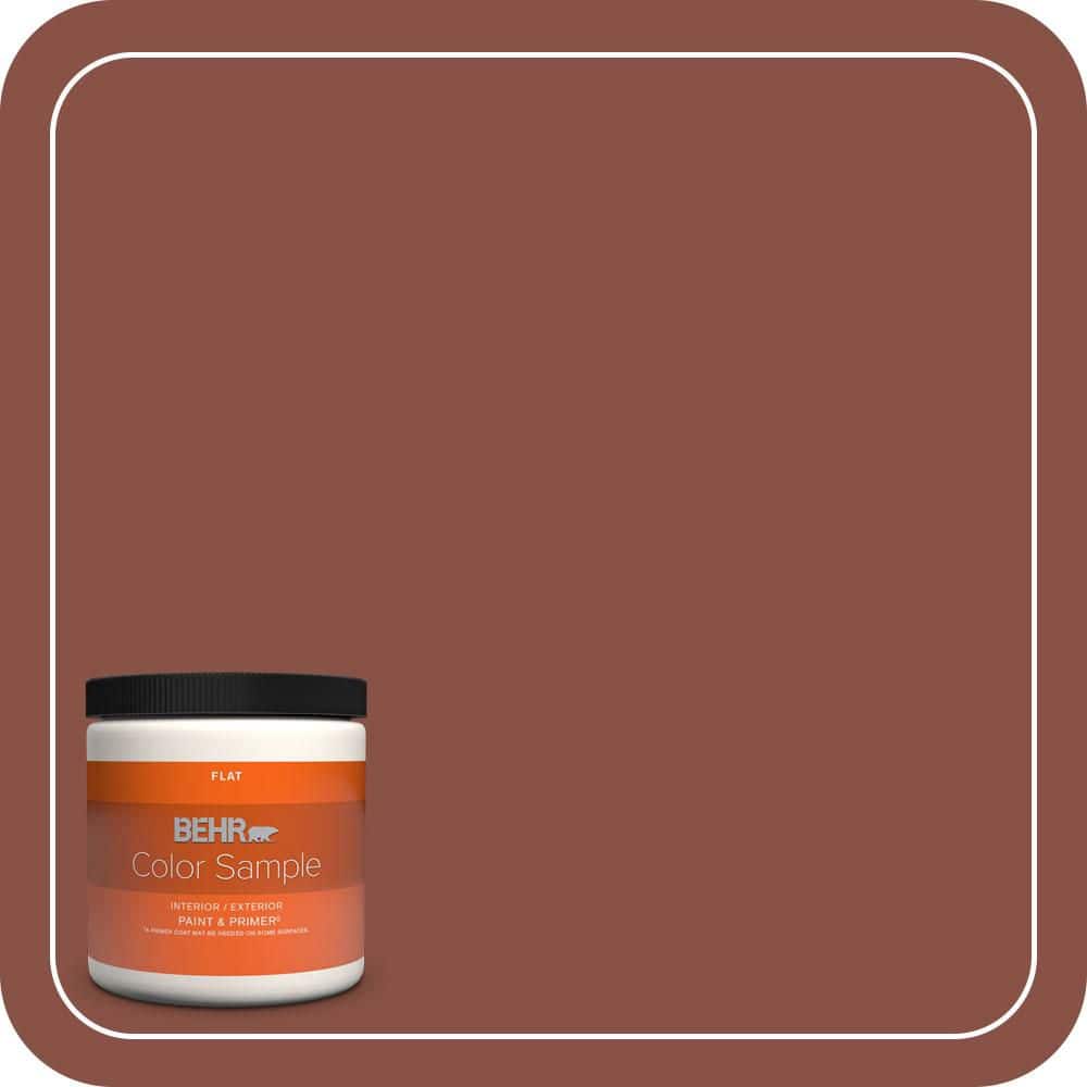 BEHR PREMIUM PLUS 8 oz. #PPU2-18 Spice Flat Interior/Exterior Paint & Primer Color Sample
