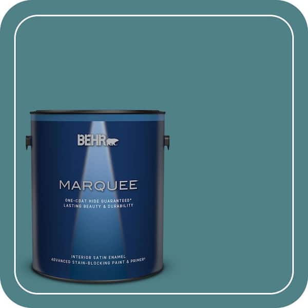 BEHR PREMIUM PLUS #ICC-75 Tapestry Teal Flat Interior/Exterior Paint & Primer Color Sample (4)
