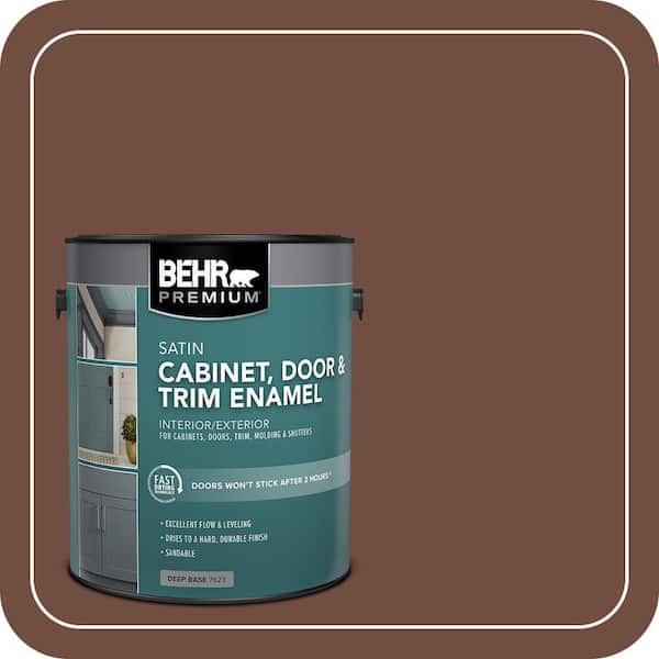 BEHR PREMIUM 1 gal. #N160-7 Brown Velvet Satin Enamel Interior/Exterior Cabinet, Door & Trim Paint (2)