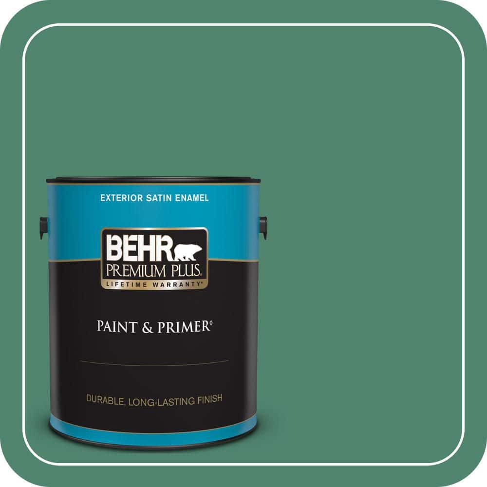 BEHR PREMIUM PLUS 1 gal. #480D-6 Billiard Room Satin Enamel Exterior Paint & Primer