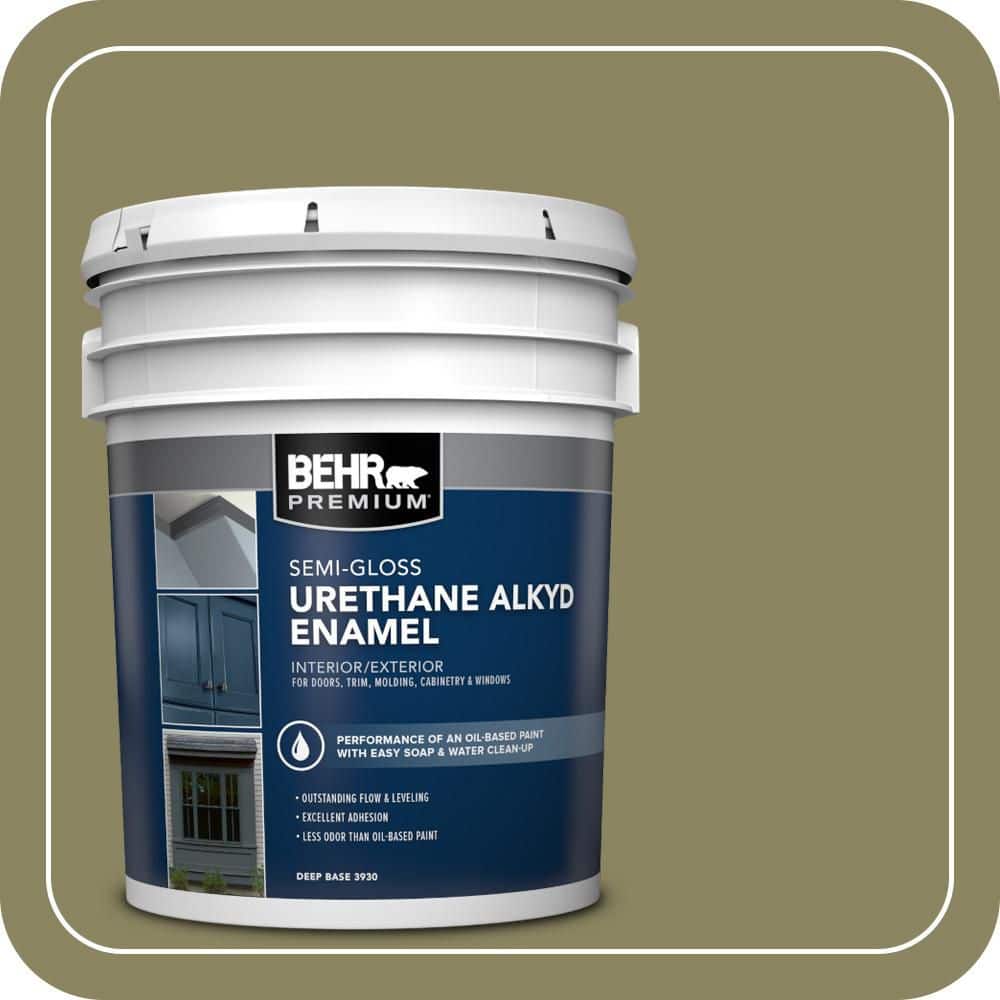 BEHR PREMIUM 5 gal. #S350-5 Green Scene Urethane Alkyd Semi-Gloss Enamel Interior/Exterior Paint
