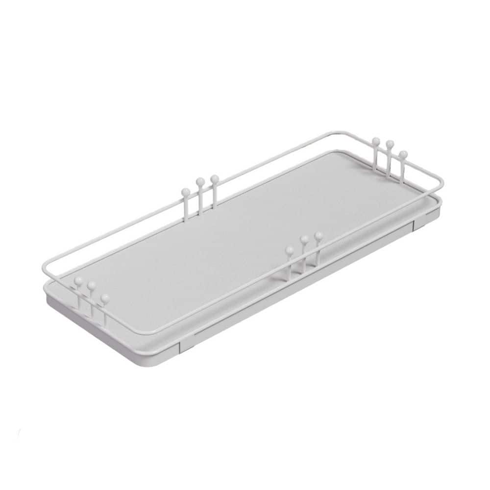 Wudkey 11.3 in. x 4.4 in. x 1.6 in. Bathroom Tray for Counter Toiletries Towel Decor in White (1)
