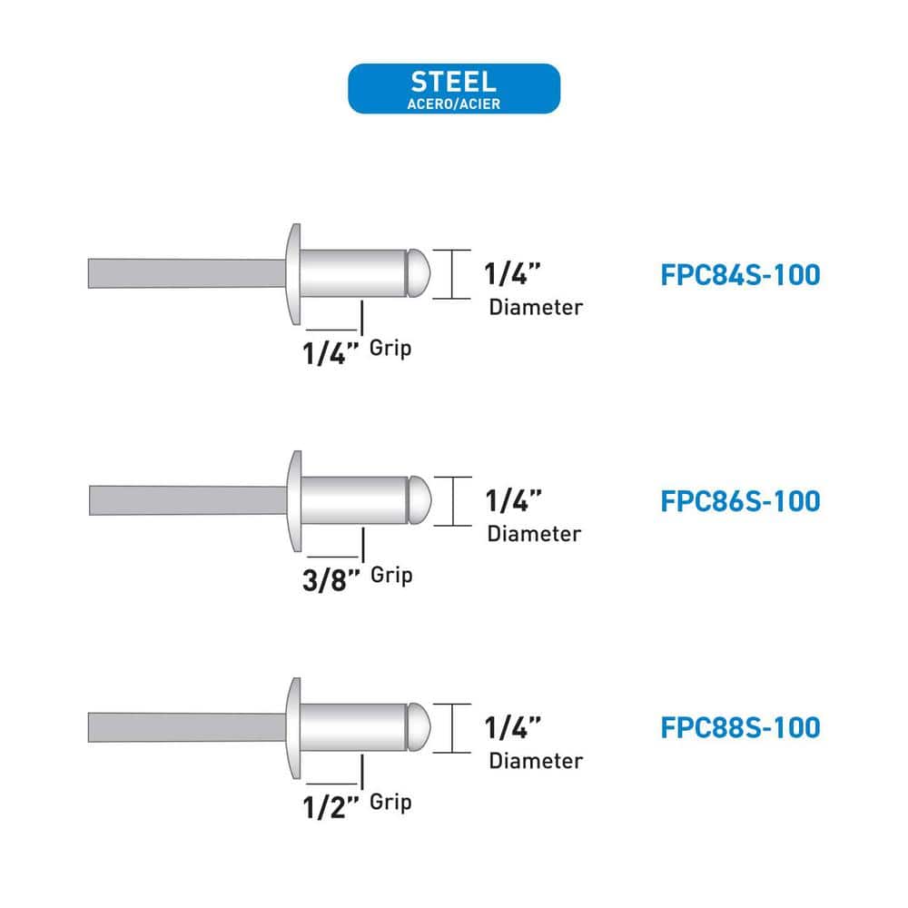Surebonder 1/4 in. Dia Open End Steel Rivets (3)