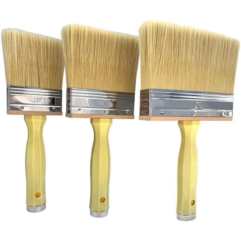 KIWDZFU Large Thick Bristle Paint Brushes Set for Wood Walls Furniture Shed Fence 3 4 6 3-Pack (1)