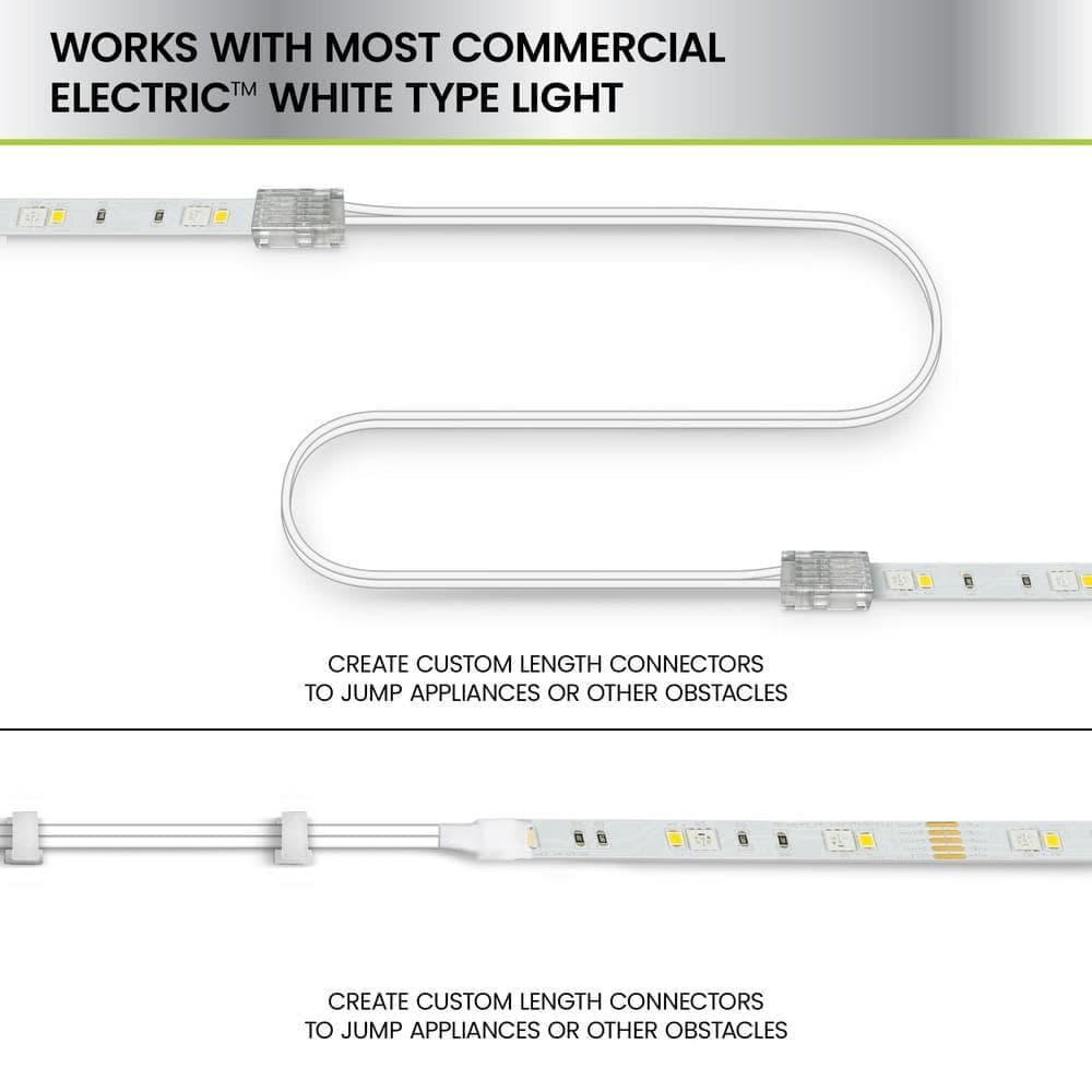 Commercial Electric 13 ft. White Connector Cord LED Strip Light Accessory Pack (4 Wire-to-Tape Connectors, 6 Wire Mounting Clips) (4)