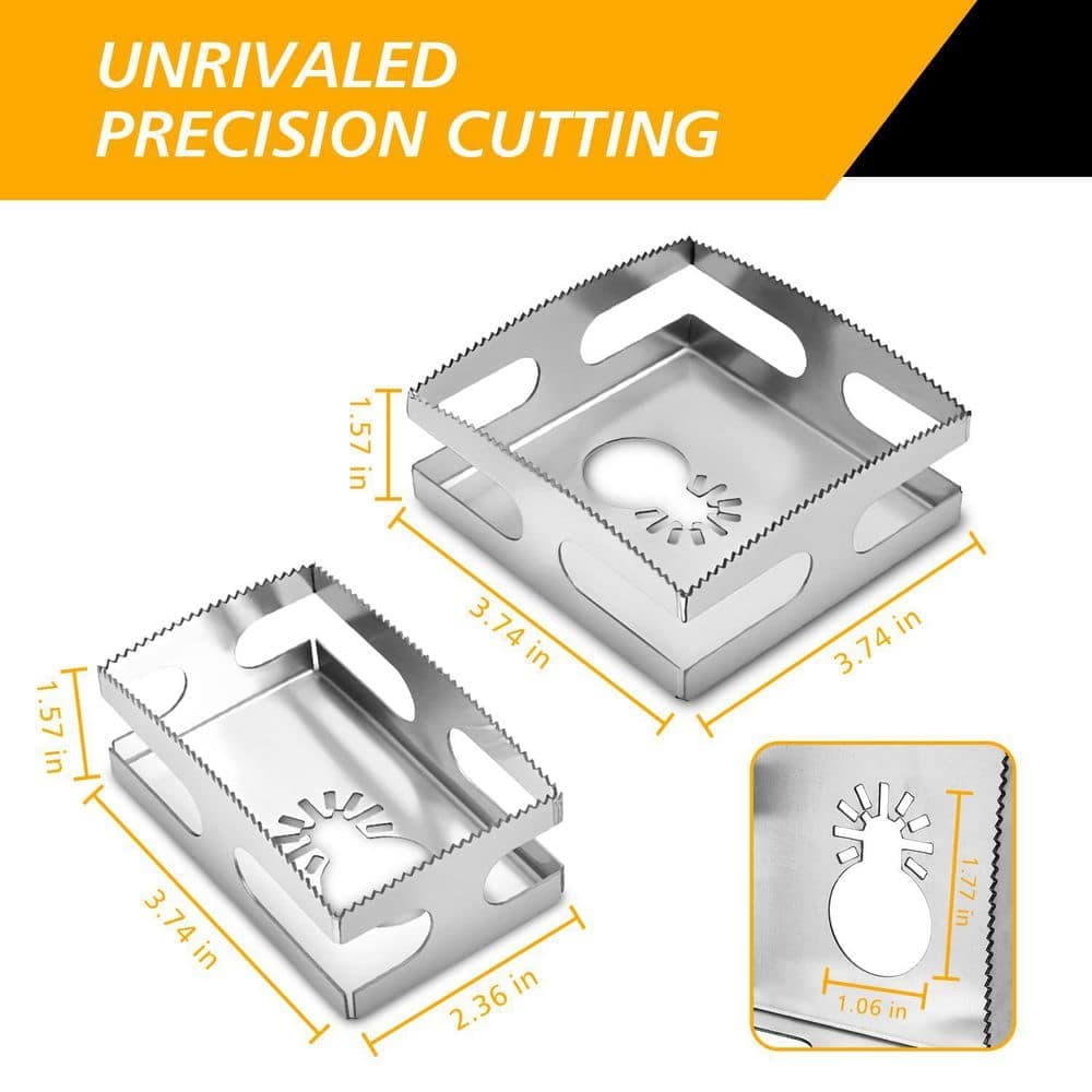 Unbranded 2-Pack Stainless Steel Rectangle and Square Slot Cutter Oscillating Tool for Drywall Wood Plastic and Metal (3)