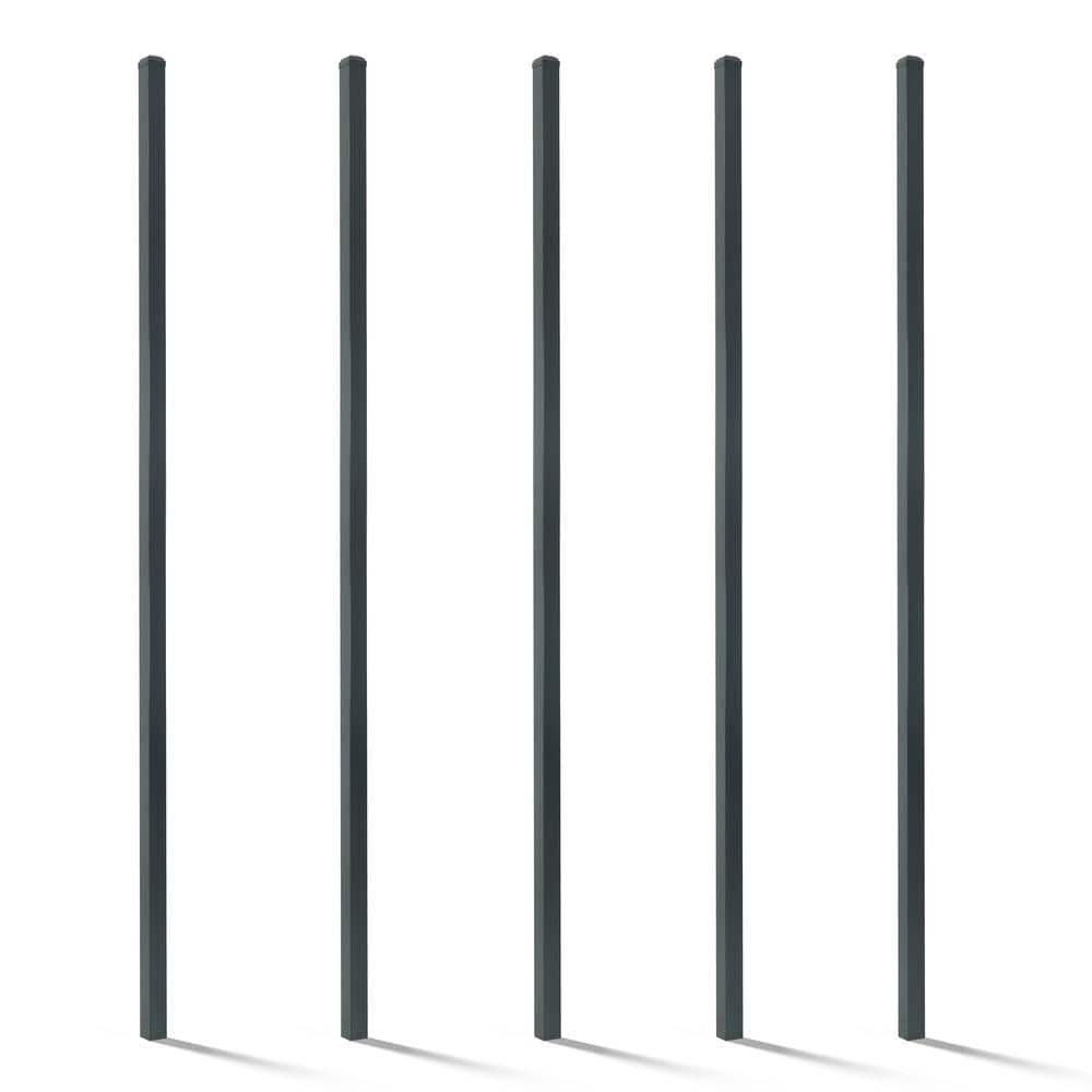 Fencer Wire 2 in. x 2 in. x 8 ft. Steel Flat Top Blank Metal Fence Post with Post Cap (5 pack) (1)