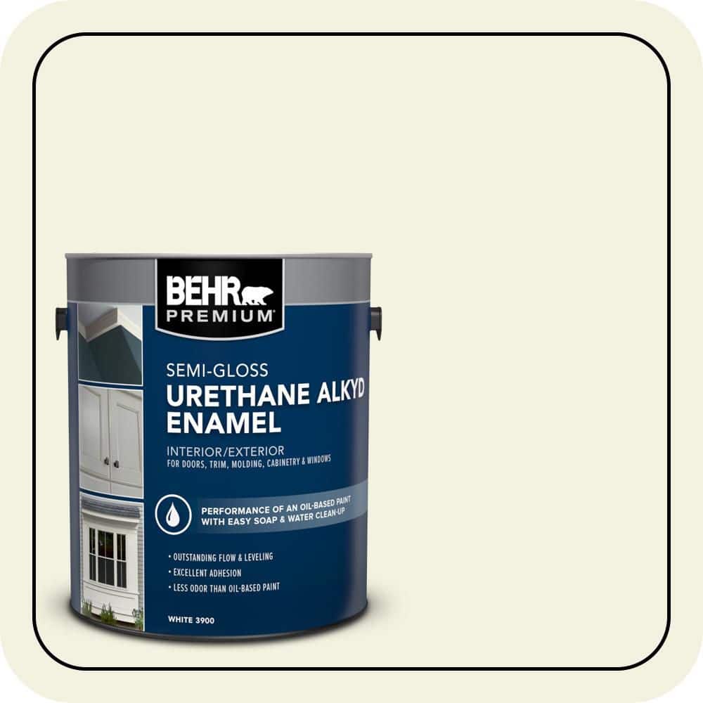 BEHR PREMIUM 1 gal. #GR-W02 Atrium White Urethane Alkyd Semi-Gloss Enamel Interior/Exterior Paint