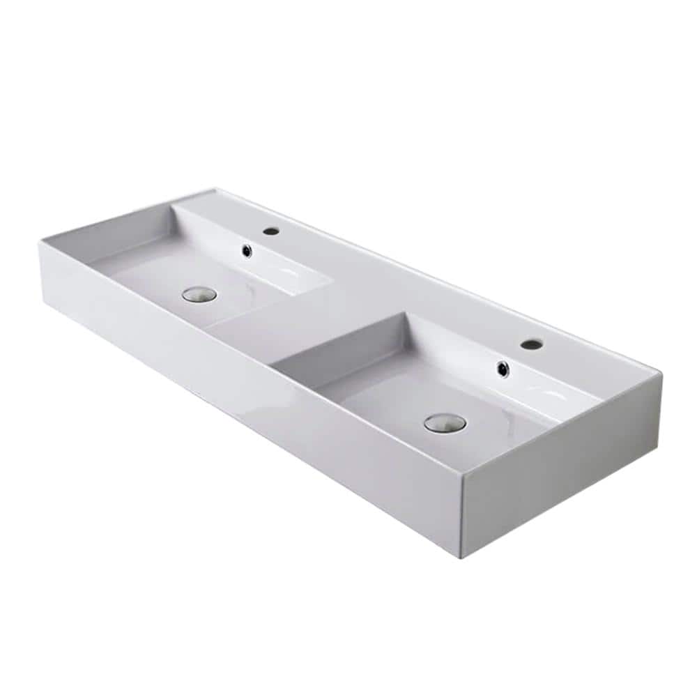 Nameeks Teorema 2 Rectangular Wall Mounted Bathroom Sink in White (1)