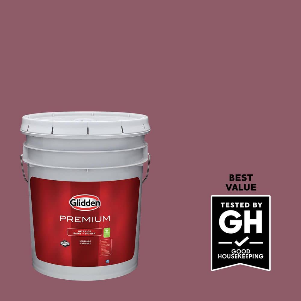 Glidden Premium 5 gal. PPG1049-6 Cabernet Semi-Gloss Interior Paint