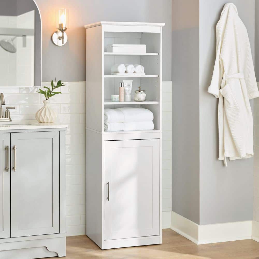 Glacier Bay 18.9 in. W x 15.67 in. D x 62 in. H White Freestanding Linen Cabinet with Shelves (1)