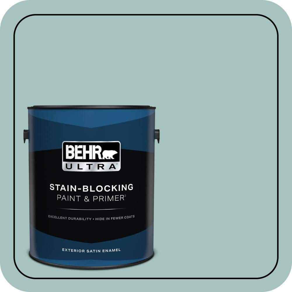 BEHR ULTRA 1 gal. #T17-08 Polished Aqua Satin Enamel Exterior Paint & Primer