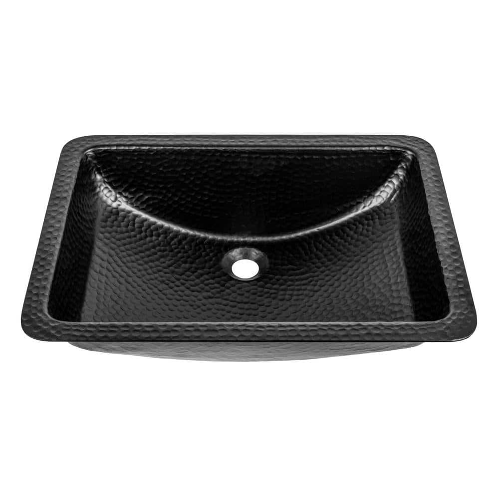 Monarch Abode Monarch Matte Black Hand Hammered Venetian Dual Mount Bathroom Vanity Sink (21 inches)
