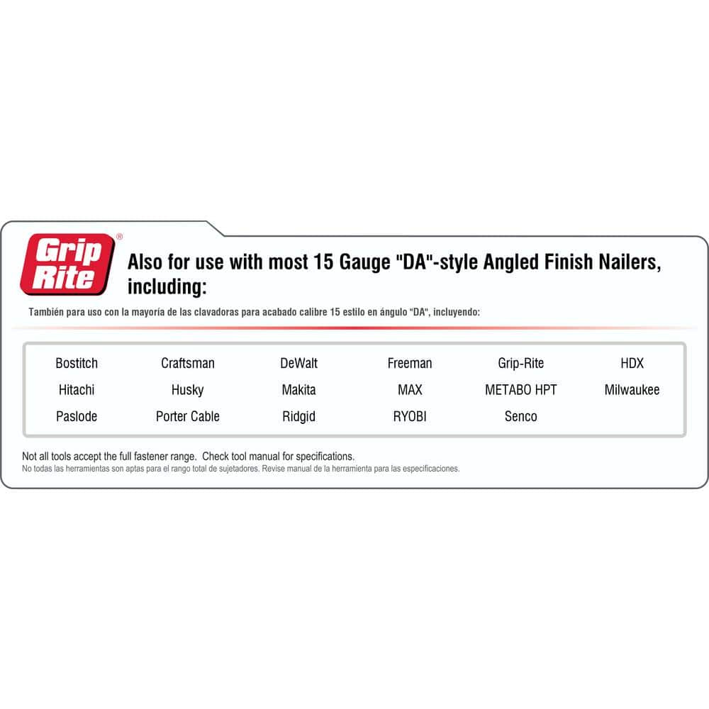 Grip-Rite 2-1/2 in. x 15-Gauge Electrogalvanized DA-Style Finish Nails 1000 per Box (2)