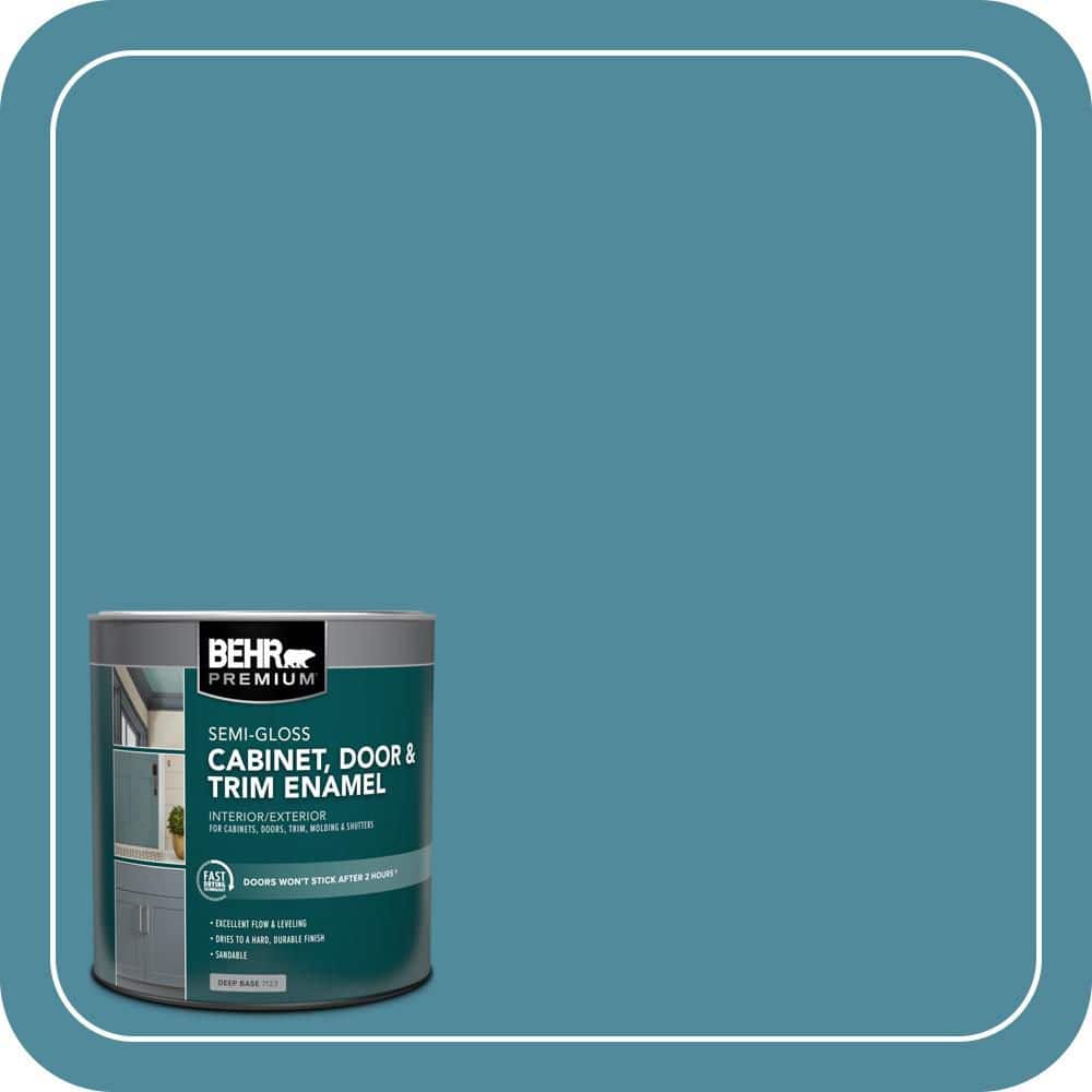 BEHR PREMIUM 1 qt. #S460-5 Blue Square Semi-Gloss Enamel Interior/Exterior Cabinet, Door & Trim Paint