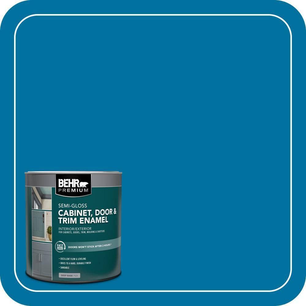BEHR PREMIUM 1 qt. #550B-7 Blue Ocean Semi-Gloss Enamel Interior/Exterior Cabinet, Door & Trim Paint
