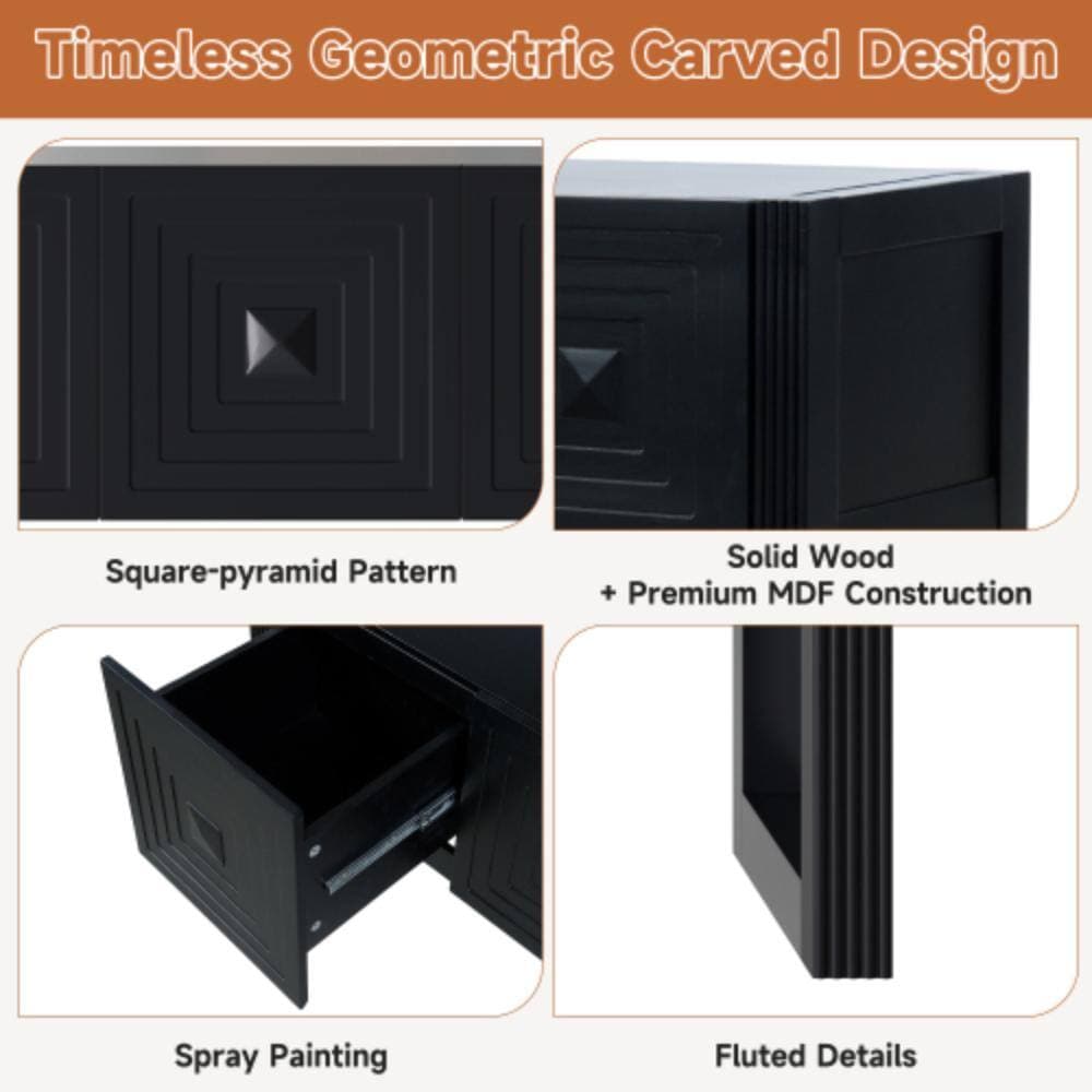 Unbranded 54.9 in. W x 14.7 in. D x 31 in. H Bathroom Black Linen Cabinet (3)
