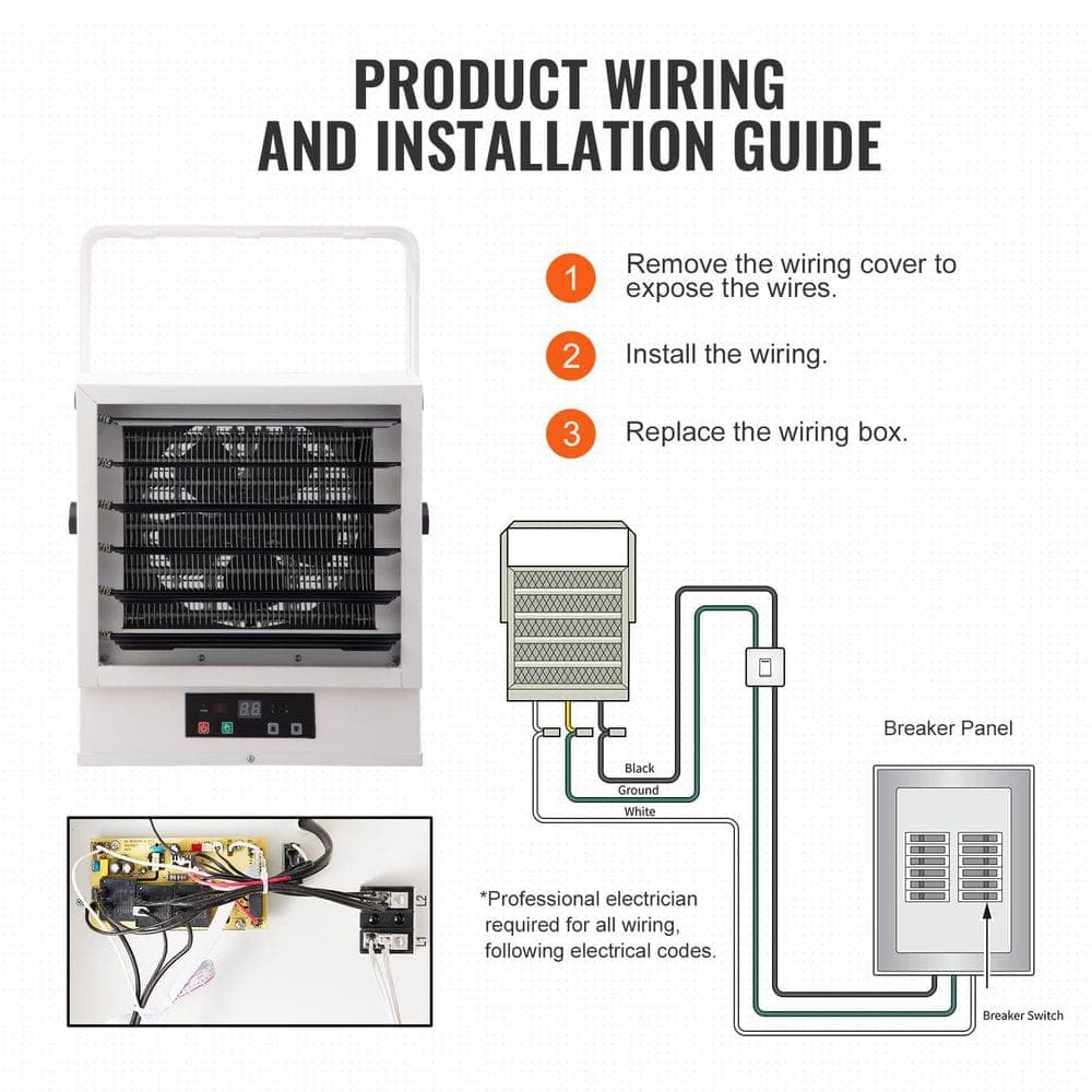 SKYSHALO Electric Garage Heater, 10000-Watt Digital Fan-Forced Ceiling Mount Shop Heater, with Remote Control Overheat Protection (2)