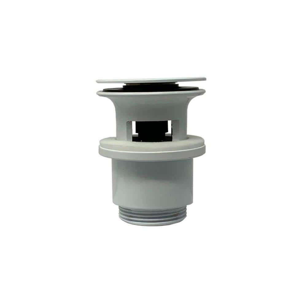 WS Bath Collections 1-1/4 in. Bathroom Push Waste Drain with Overflow, Glossy White