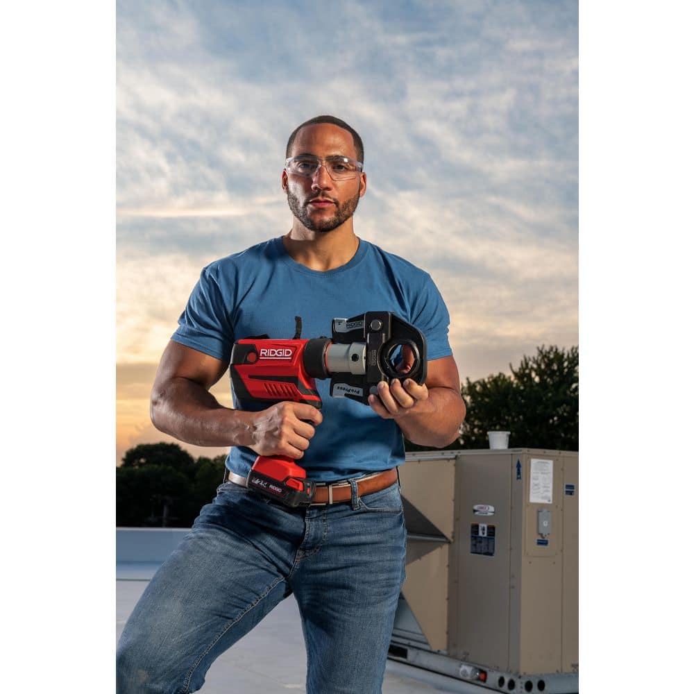 RIDGID RP 350 Steel Press Tool Kit with 1/2 in.-1 in. MegaPress Jaws (Includes Carrying Case, 18V Battery, and Charger) (3)