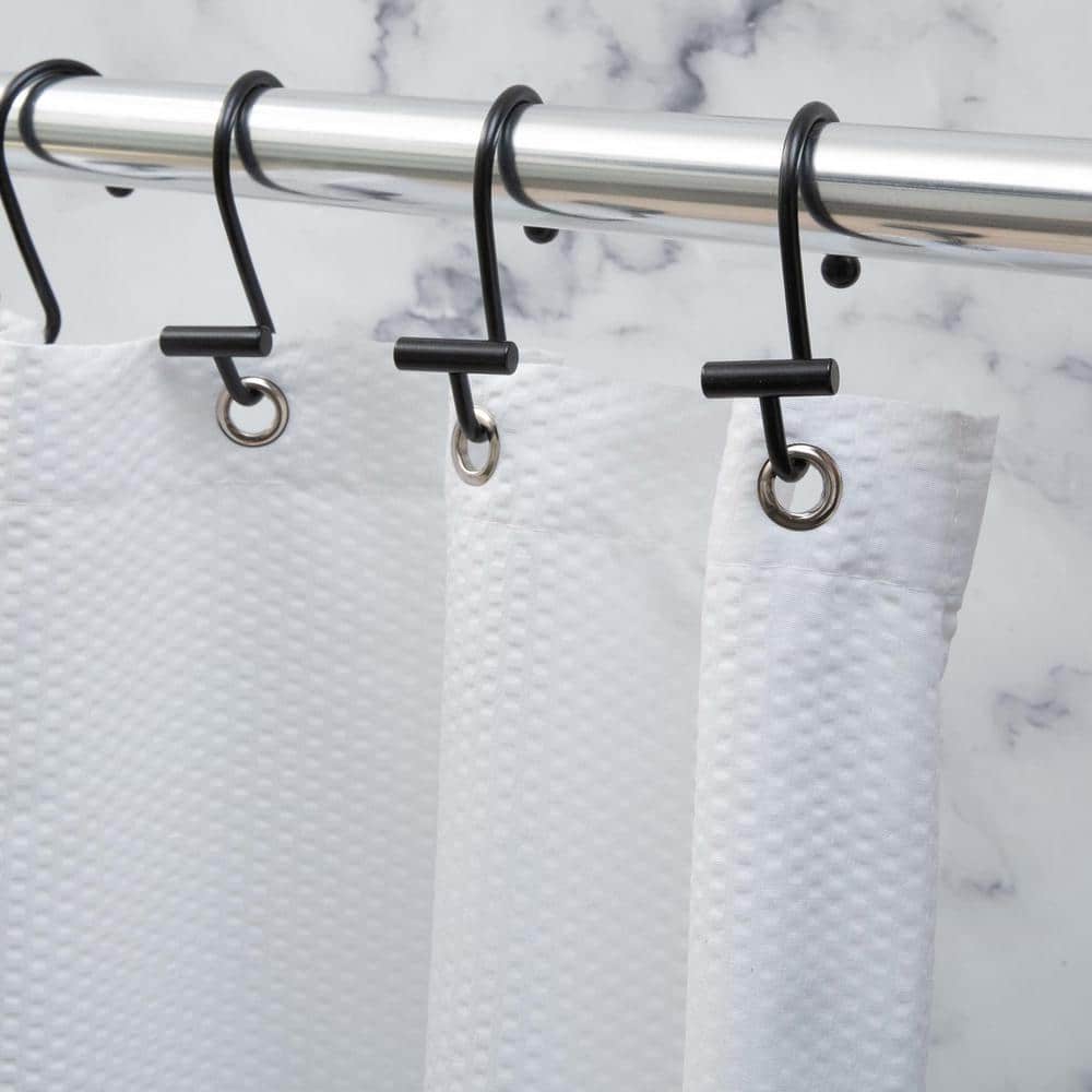 m MODA at home enterprises ltd. Metal Halden Shower Curtain Rings/Hooks 3 x 1 in. Black (2)