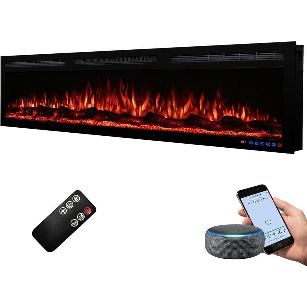 Prismaster ...keeps your home stylish 60 in. Linear Electric Fireplace Inserts with Smart Control, Crackling Sound, 5100BTU with Overheating Protection, Black (1)