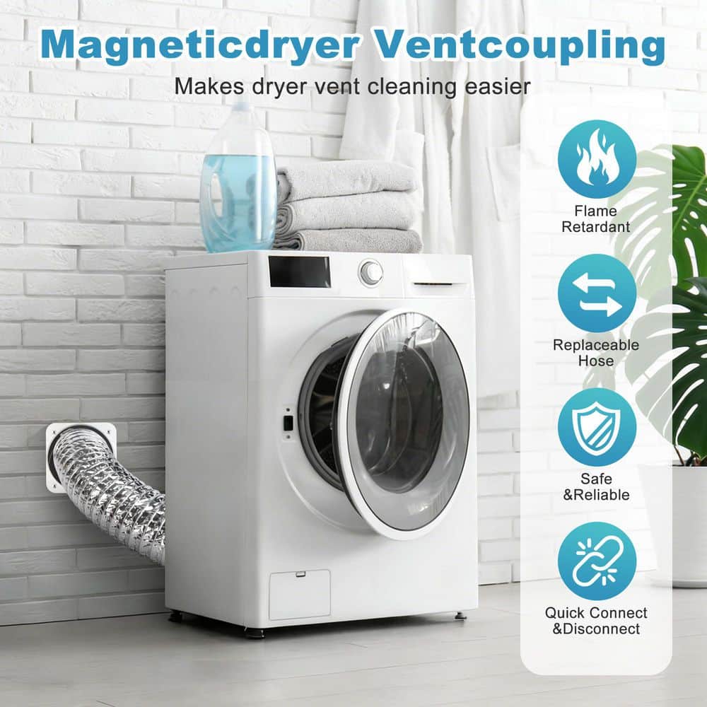 Helhom Magnetic Dryer Vent Kit for 4 in. Dryers, Airtight Seal and Reinforced Wall Connector (3)