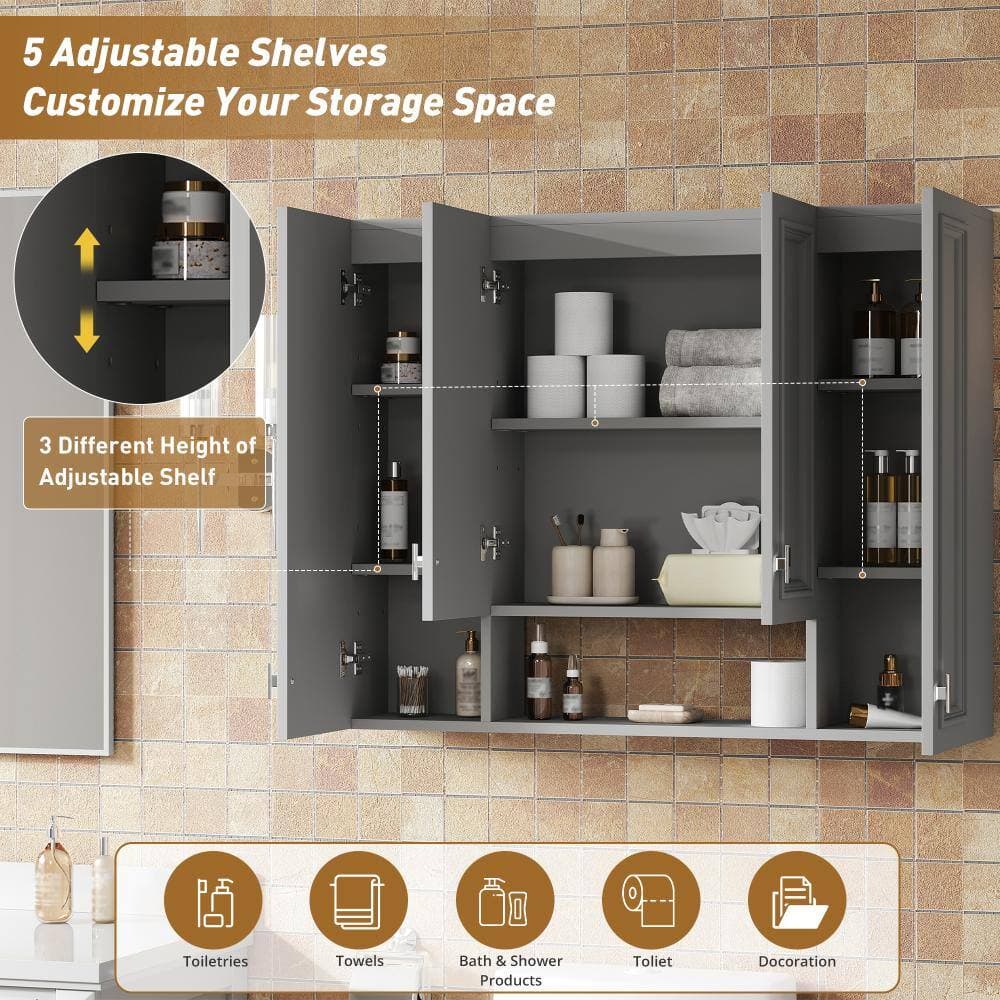 COWLOWN 36 in. W x 7 in. D x 28.7 in. H Bathroom Storage Wall Cabinet in Gray (3)