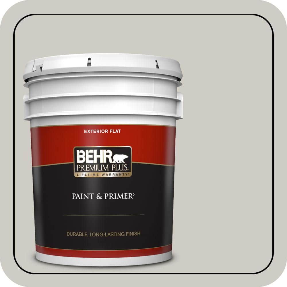 BEHR PREMIUM PLUS 5 gal. #PPU26-10 Chic Gray Flat Exterior Paint & Primer