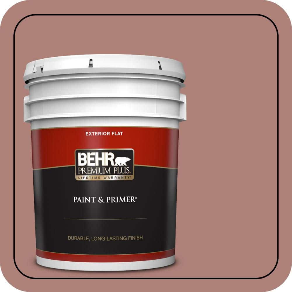 BEHR PREMIUM PLUS 5 gal. #S170-5 Smoke Bush Rose Flat Exterior Paint & Primer