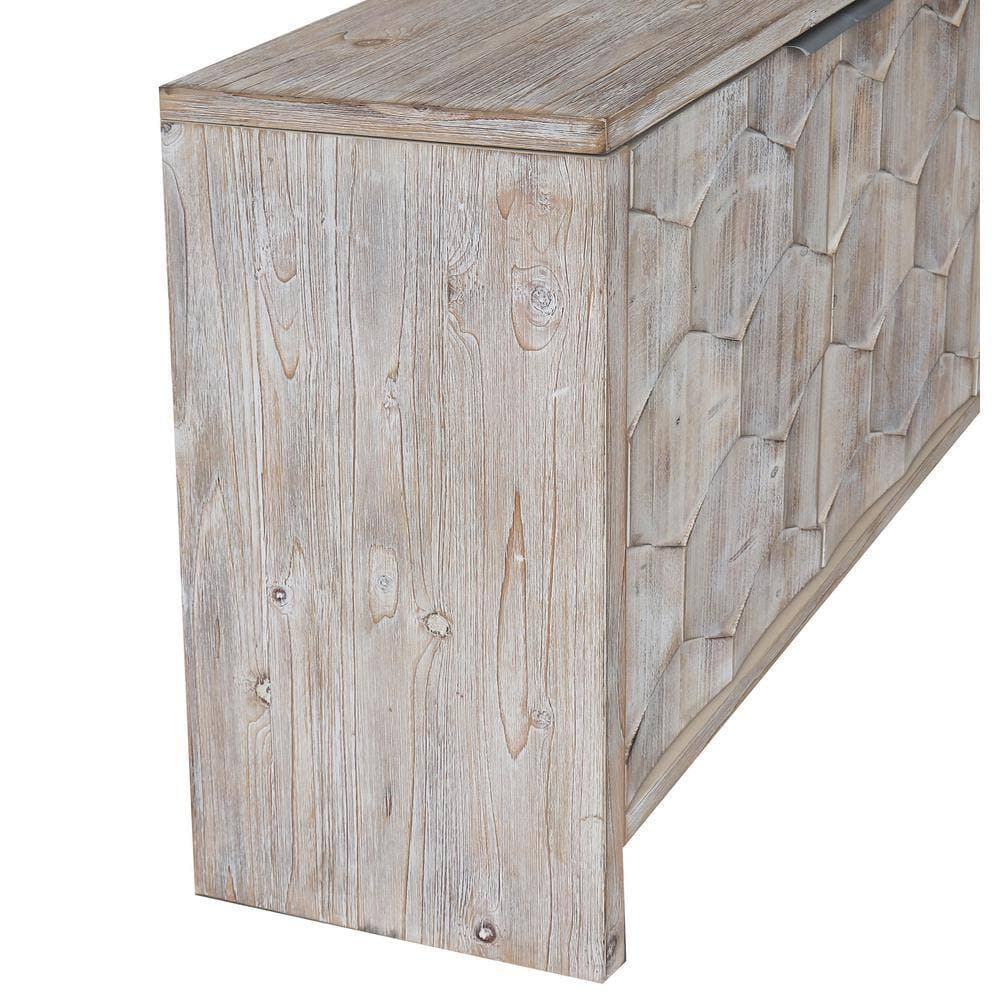 COWLOWN 59.84 in. W x 15.75 in. D x 31.5 in. H Natural Wood Wash Gray Linen Cabinet with 4 Doors (3)